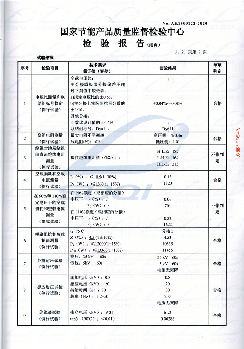 高低压试验报告-S11-1250沙河口沙河口沙河口油浸式变压器-2.jpg